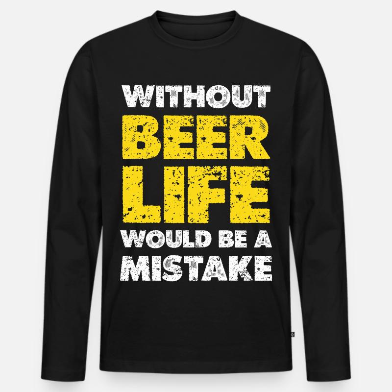 Ohne Bier wäre Leben ein Fehler - Männer Premium Bio Langarmshirt - Schwarz