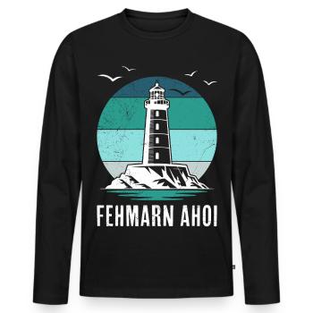 Baltic Sea FEHMARN AHOI Phare Rétro Drôle - T-shirt manches longues Premium bio Homme - noir - Devant - Nico (187cm)