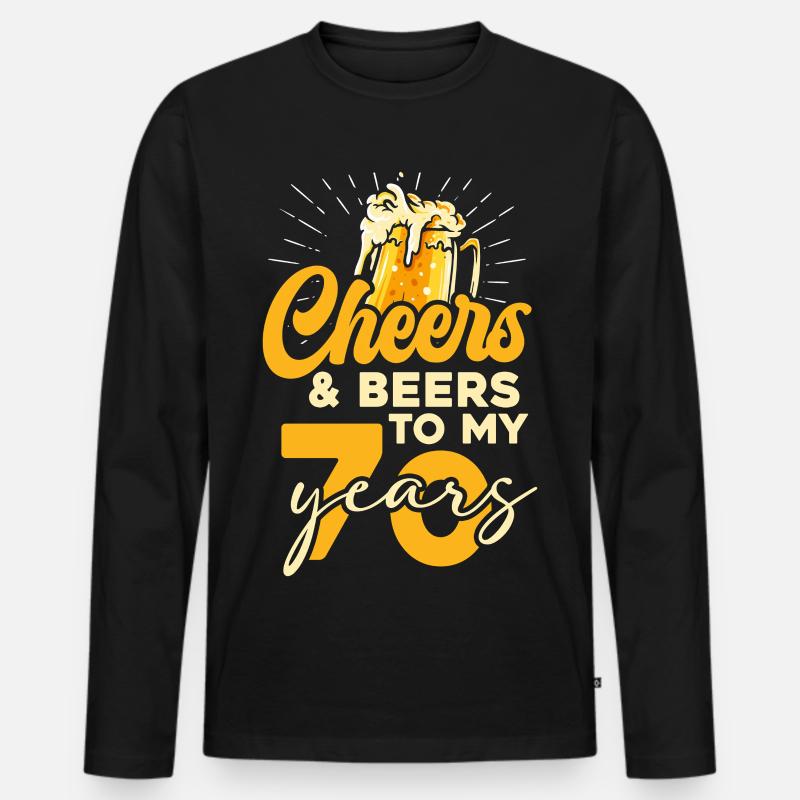 70 Jahre Cheers & Beers - Männer Premium Bio Langarmshirt - Schwarz