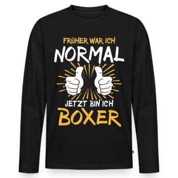 Boxer Spruch - Männer Premium Bio Langarmshirt - Schwarz - Vorne - Nico (187cm)