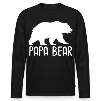 Papa Ours - T-shirt manches longues Premium bio Homme - noir - Devant - Nico (187cm)