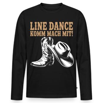 Danse en ligne Venez nous rejoindre ! Bottes western au chapeau de cowboy - T-shirt manches longues Premium bio Homme - noir - Devant - Nico (187cm)