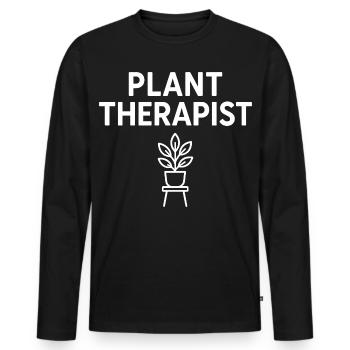 Plant Therapist Plant Lover - Men's Premium Organic Long Sleeve Shirt - black - Front - Nico (187cm)