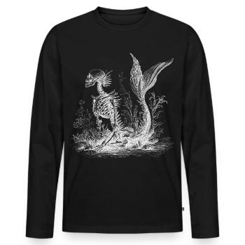 Skelett-Meerjungfrau – Mystisches Tiefsee Okkult  - Männer Premium Bio Langarmshirt - Schwarz - Vorne - Nico (187cm)