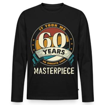 60 Years of Meisterwerk Badge - Men's Premium Organic Long Sleeve Shirt - black - Front - Nico (187cm)