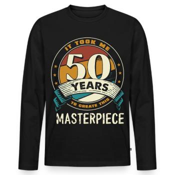 50 Years Masterpiece Anniversary Emblem - Men's Premium Organic Long Sleeve Shirt - black - Front - Nico (187cm)