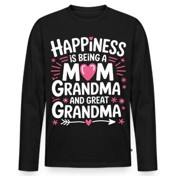 Glück: Mama, Oma und Ur-Oma - Männer Premium Bio Langarmshirt - Schwarz - Vorne - Nico (187cm)