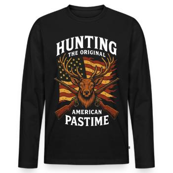 Jagd Original American Pastime Unabhängigkeitstag - Männer Premium Bio Langarmshirt - Schwarz - Vorne - Nico (187cm)