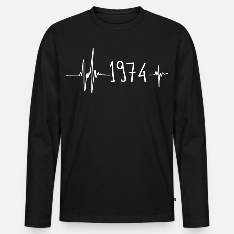 1974 - Männer Premium Bio Langarmshirt - Schwarz