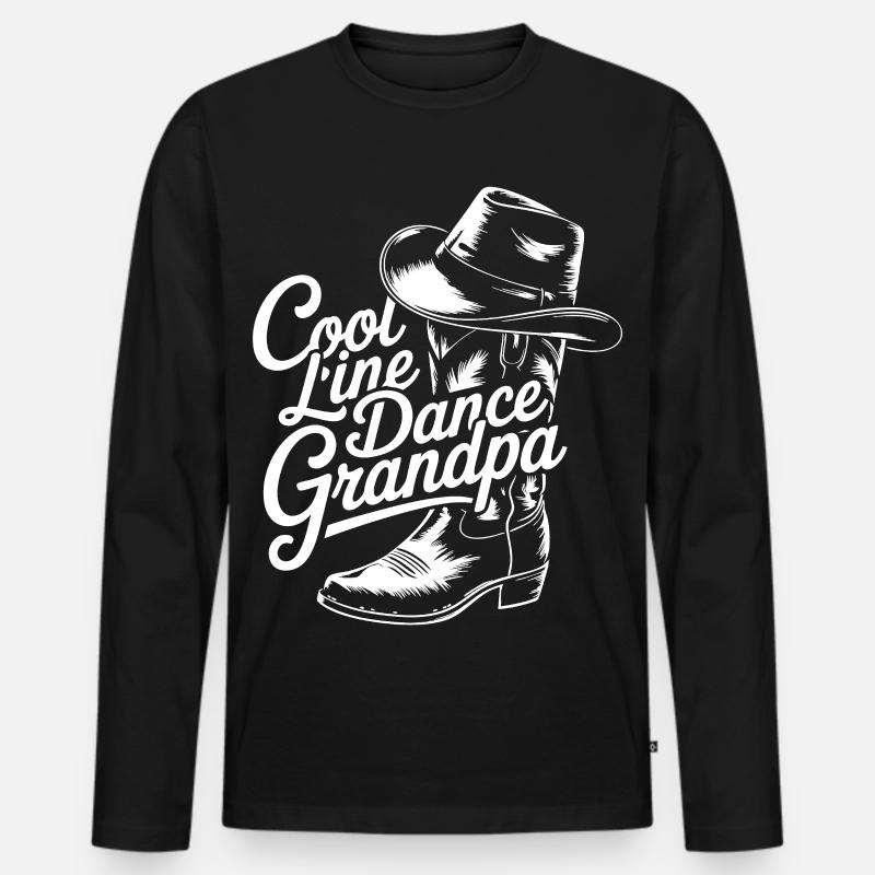 Line Dance Großvater Westernlook - Männer Premium Bio Langarmshirt - Schwarz