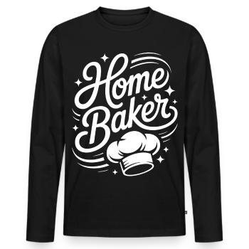 Home Baker Motiv — Küchenchef Script - Männer Premium Bio Langarmshirt - Schwarz - Vorne - Nico (187cm)