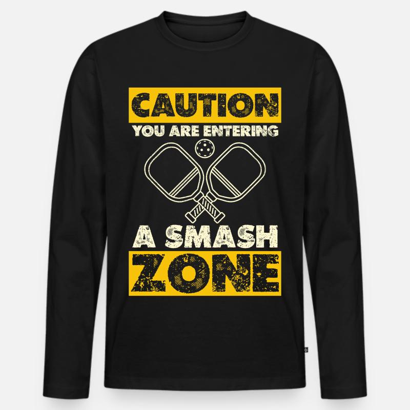 Vorsicht: Smash Zone - Männer Premium Bio Langarmshirt - Schwarz