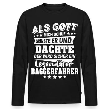 Opérateur d’excavatrice - T-shirt manches longues Premium bio Homme - noir - Devant - Nico (187cm)