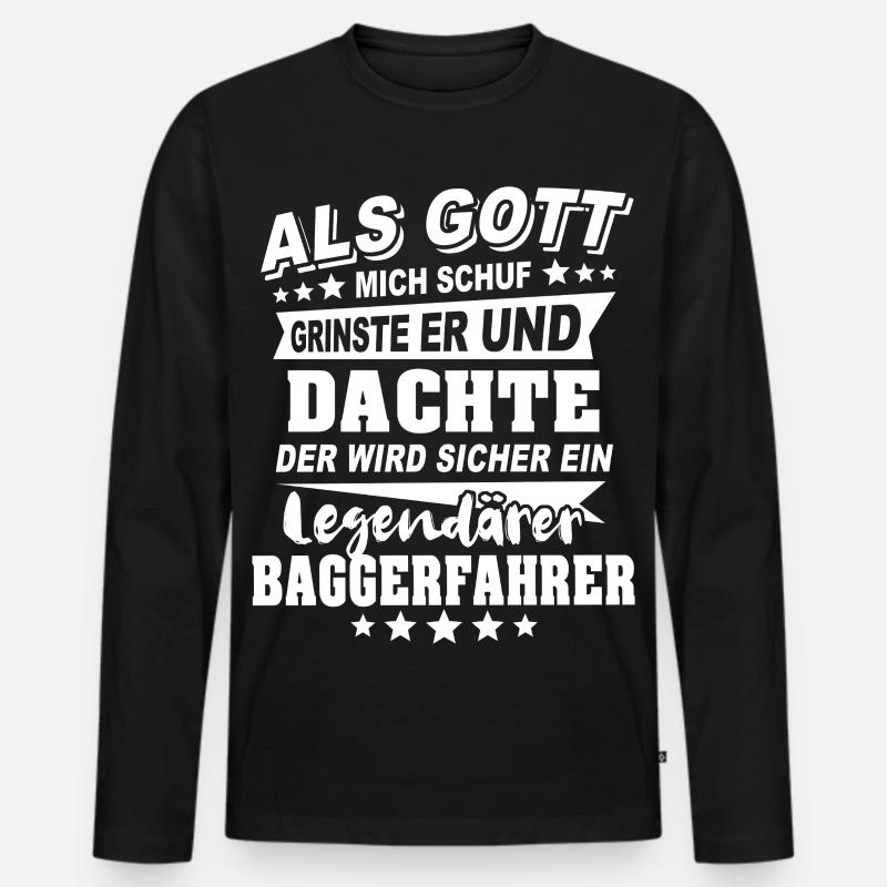 Baggerfahrer - Männer Premium Bio Langarmshirt - Schwarz