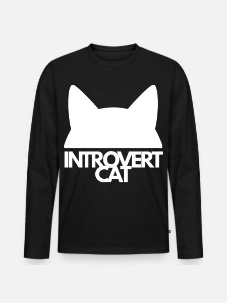 Chat Introvert Silhouette - T-shirt manches longues Premium bio Homme - noir