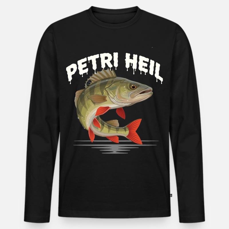 Petri Heil – Barsch Power - Männer Premium Bio Langarmshirt - Schwarz