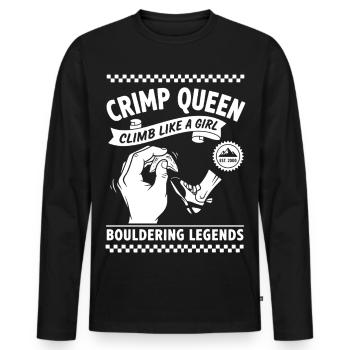 Crimp Queen Climb Like A Girl Bouldering Legends - Men's Premium Organic Long Sleeve Shirt - black - Front - Nico (187cm)