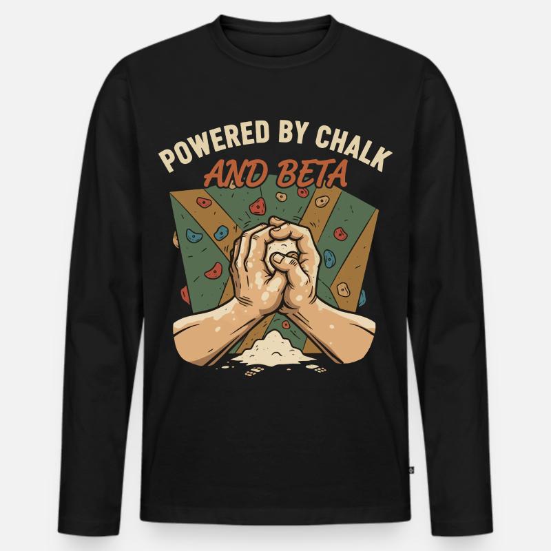 Angetrieben von Kreide- und Beta-Klettern - Männer Premium Bio Langarmshirt - Schwarz