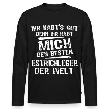 Screed layer - Men's Premium Organic Long Sleeve Shirt - black - Front - Nico (187cm)