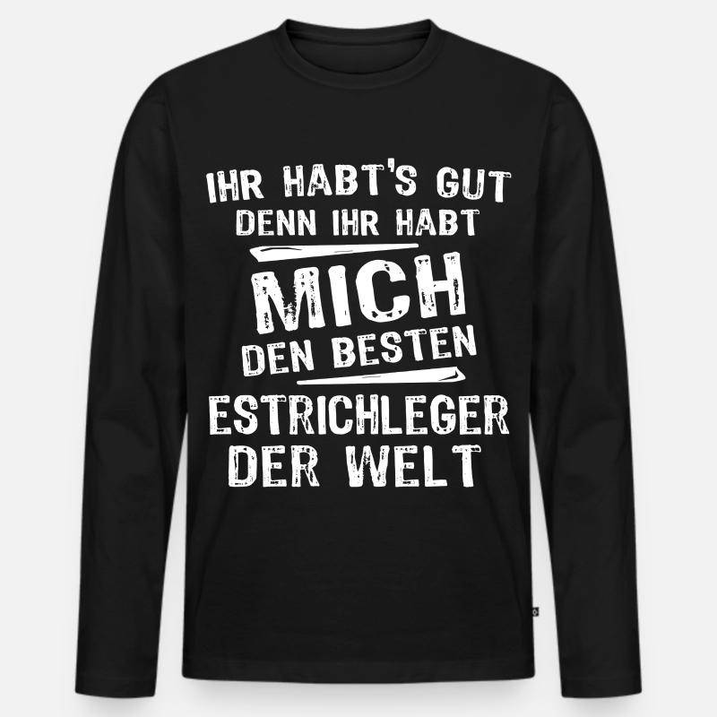 Estrichleger - Männer Premium Bio Langarmshirt - Schwarz