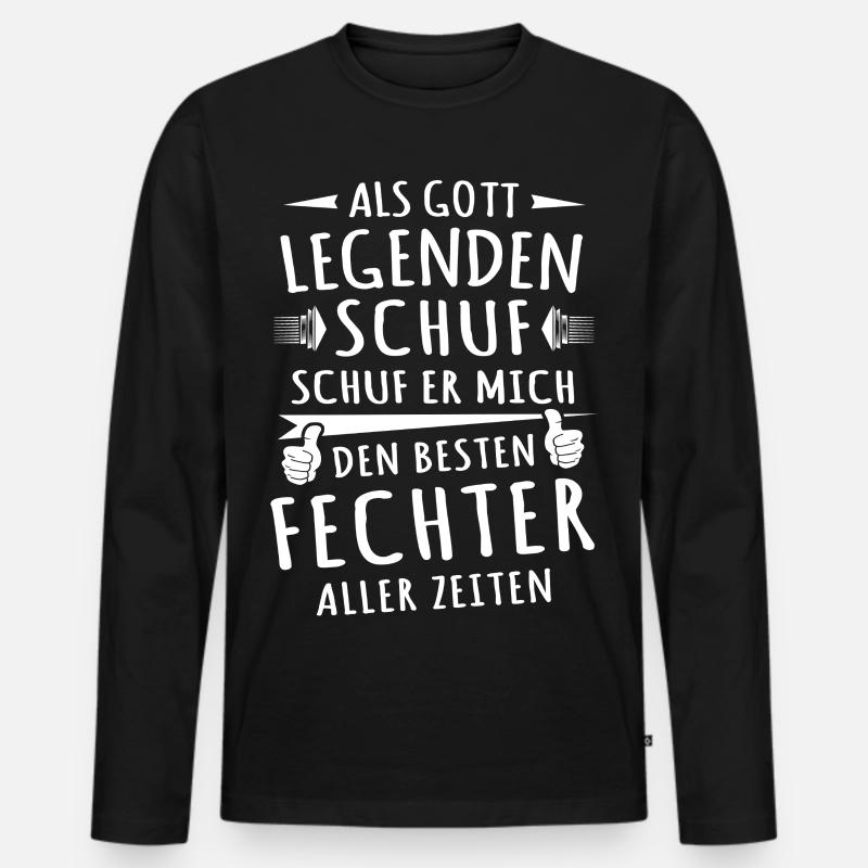 Fechter - Männer Premium Bio Langarmshirt - Schwarz