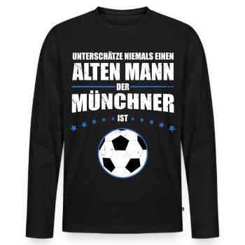Old Man - Munich Football Fan | Retro Vintage - Men's Premium Organic Long Sleeve Shirt - black - Front - Nico (187cm)