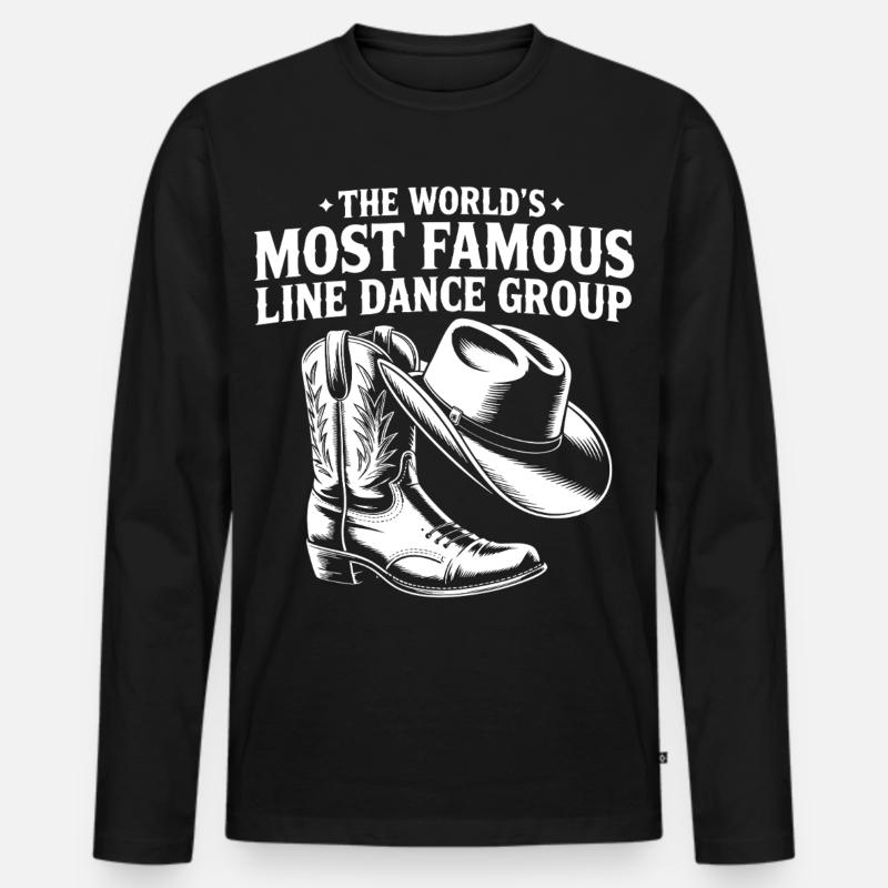 Western Line Dance Legende - Männer Premium Bio Langarmshirt - Schwarz