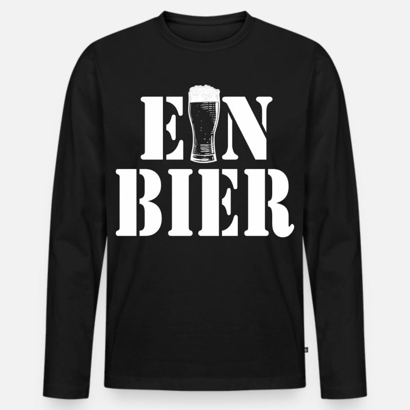 Ein Bier Glas-Logo Typografie - Männer Premium Bio Langarmshirt - Schwarz