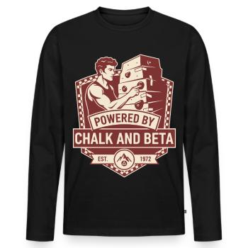 Angeführt von Kreide- und Beta-Kletterhumor - Männer Premium Bio Langarmshirt - Schwarz - Vorne - Nico (187cm)