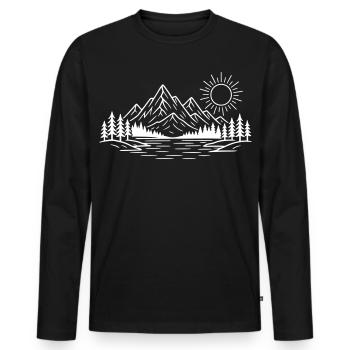Forêt naturelle des montagnes - T-shirt manches longues Premium bio Homme - noir - Devant - Nico (187cm)