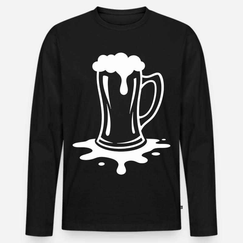 Überlaufender Bierkrug Schaum Party - Männer Premium Bio Langarmshirt - Schwarz