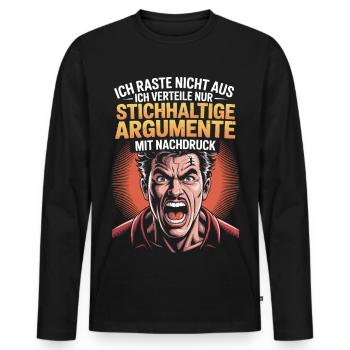 Arguments valides, comique - T-shirt manches longues Premium bio Homme - noir - Devant - Nico (187cm)