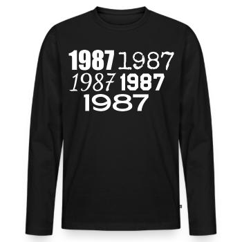 1987 - T-shirt manches longues Premium bio Homme - noir - Devant - Nico (187cm)