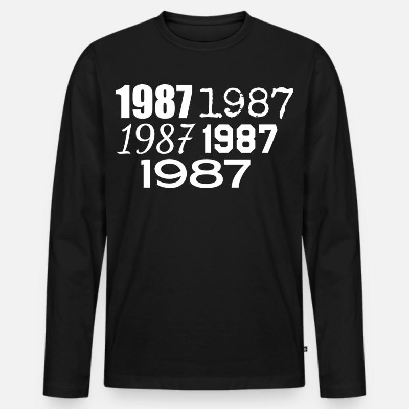 1987 - Männer Premium Bio Langarmshirt - Schwarz