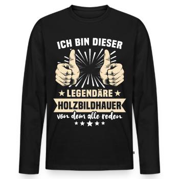 Dictons du sculpteur sur bois - T-shirt manches longues Premium bio Homme - noir - Devant - Nico (187cm)
