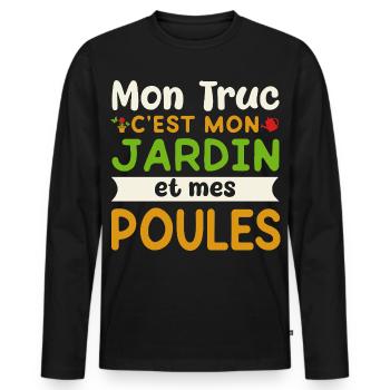 My garden My chickens humor gardening gardener - Men's Premium Organic Long Sleeve Shirt - black - Front - Nico (187cm)