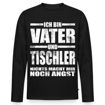 Papa et charpentier : dire drôle la fête des pères - T-shirt manches longues Premium bio Homme - noir - Devant - Nico (187cm)