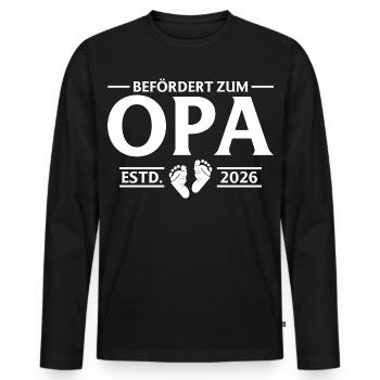Baby Shower - Promu grand-père 2026 - T-shirt manches longues Premium bio Homme - noir - Devant - Nico (187cm)