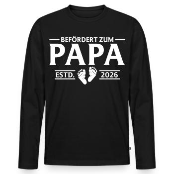 Promu Papa 2026 Paternité - T-shirt manches longues Premium bio Homme - noir - Devant - Nico (187cm)