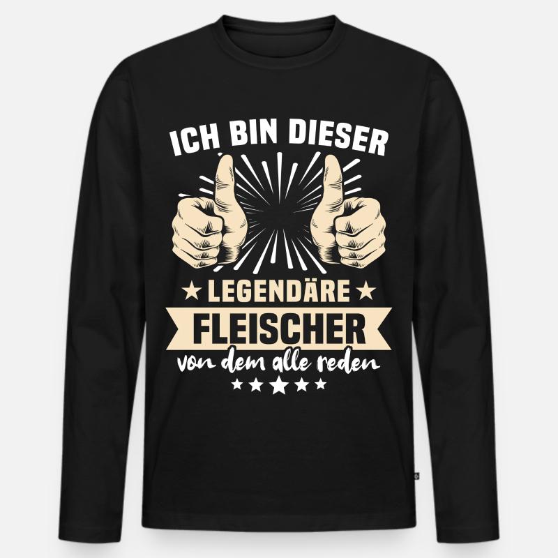 Fleischer Sprüche - Männer Premium Bio Langarmshirt - Schwarz
