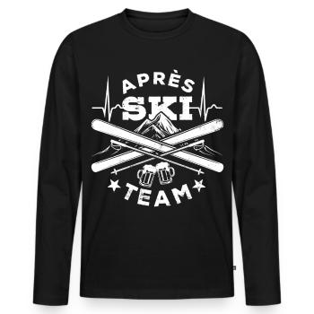Après Équipe de ski, sports d’hiver, forfaits ski - T-shirt manches longues Premium bio Homme - noir - Devant - Nico (187cm)