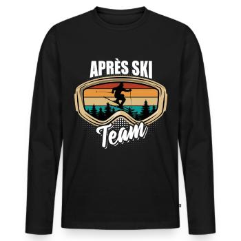 Après Équipe de ski, sports d’hiver, forfaits ski - T-shirt manches longues Premium bio Homme - noir - Devant - Nico (187cm)
