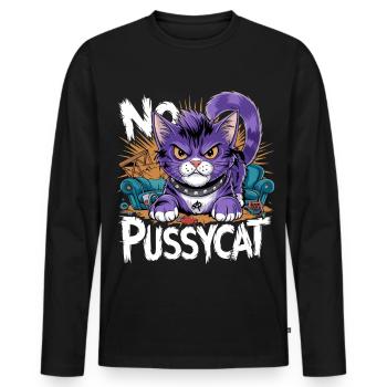 No Pussycat Rebellious Fighting Cat - Men's Premium Organic Long Sleeve Shirt - black - Front - Nico (187cm)