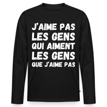 Leute, die ich nicht mag - Männer Premium Bio Langarmshirt - Schwarz - Vorne - Nico (187cm)