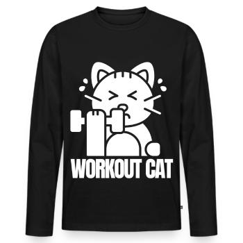 Muscular Cat Training - Men's Premium Organic Long Sleeve Shirt - black - Front - Nico (187cm)