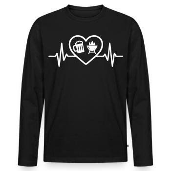 Coeur Bier-Barbecue - Männer Premium Bio Langarmshirt - Schwarz - Vorne - Nico (187cm)
