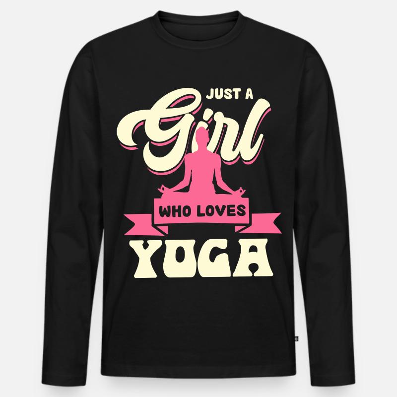 Mädchen mit Yoga-Leidenschaft - Männer Premium Bio Langarmshirt - Schwarz