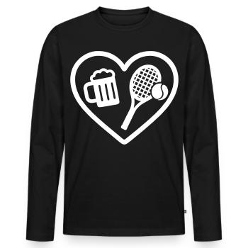 Heart Tennis Bier - Männer Premium Bio Langarmshirt - Schwarz - Vorne - Nico (187cm)