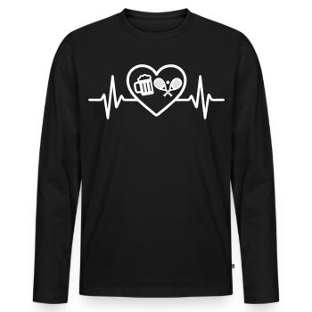Heart Padel Bier - Männer Premium Bio Langarmshirt - Schwarz - Vorne - Nico (187cm)
