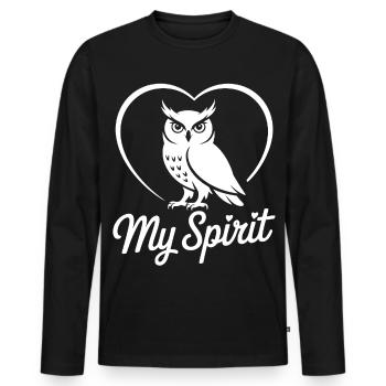 Eule im Herz My Spirit Silhouette - Männer Premium Bio Langarmshirt - Schwarz - Vorne - Nico (187cm)